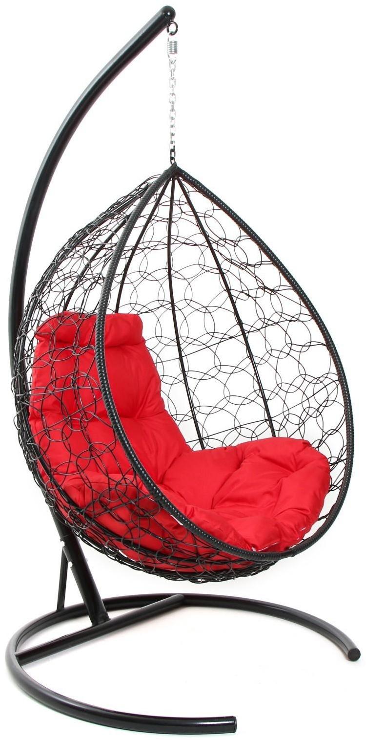 Подвесное кресло КОКОН «Капля» красная подушка, стойка