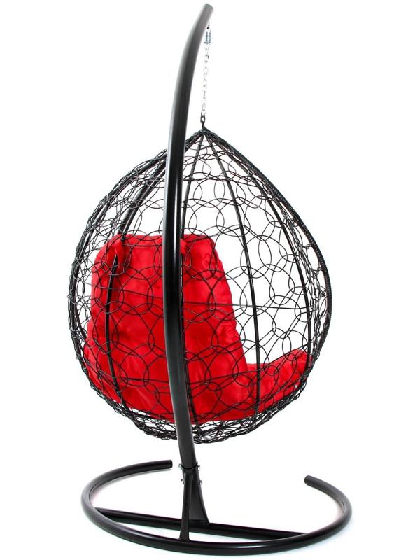 Подвесное кресло КОКОН «Капля» красная подушка, стойка