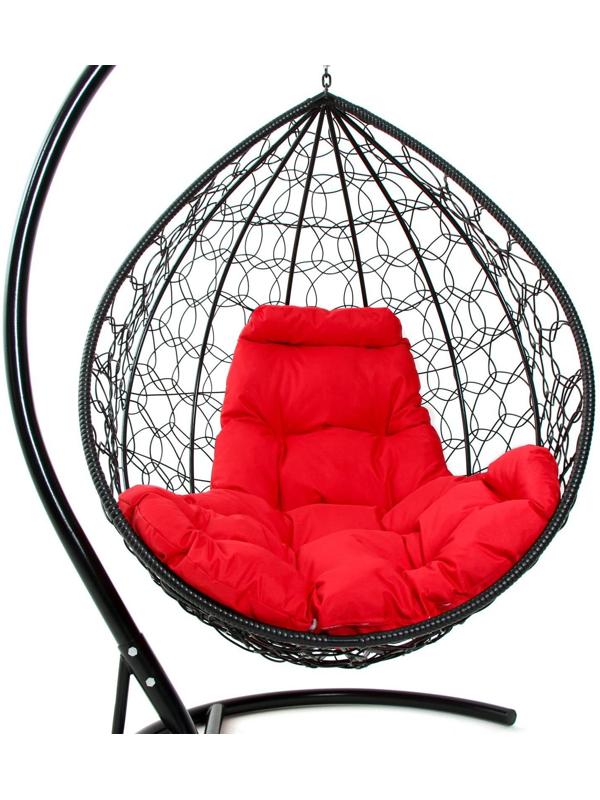 Подвесное кресло КОКОН «Капля» красная подушка, стойка
