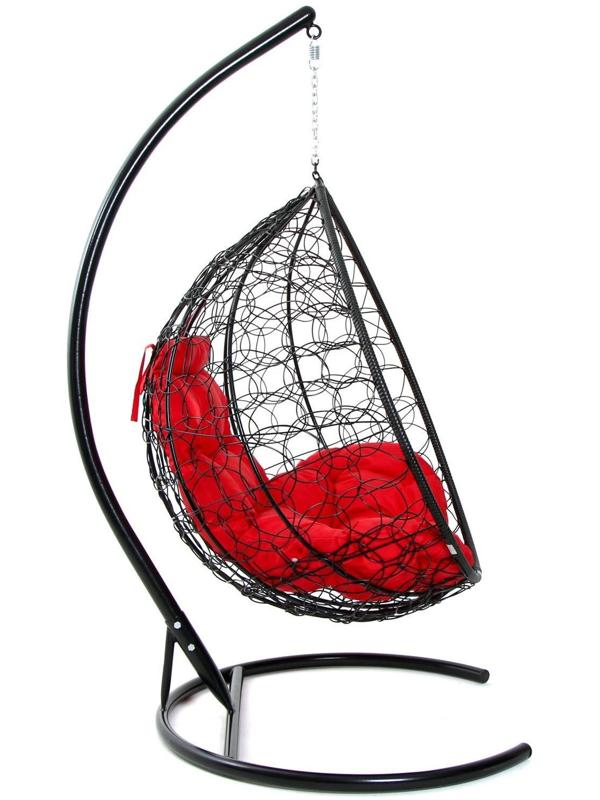 Подвесное кресло КОКОН «Капля» красная подушка, стойка