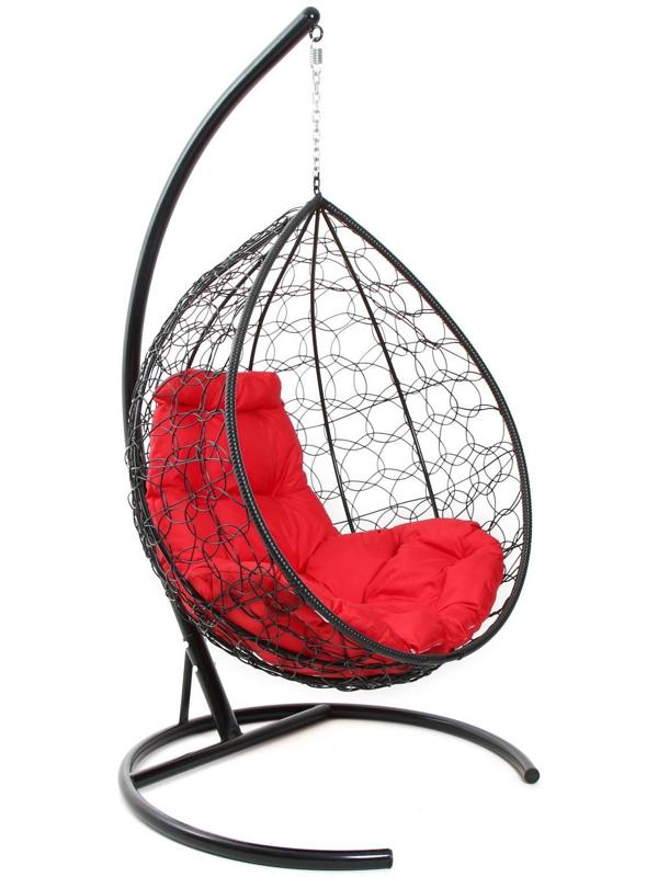 Подвесное кресло КОКОН «Капля» красная подушка, стойка