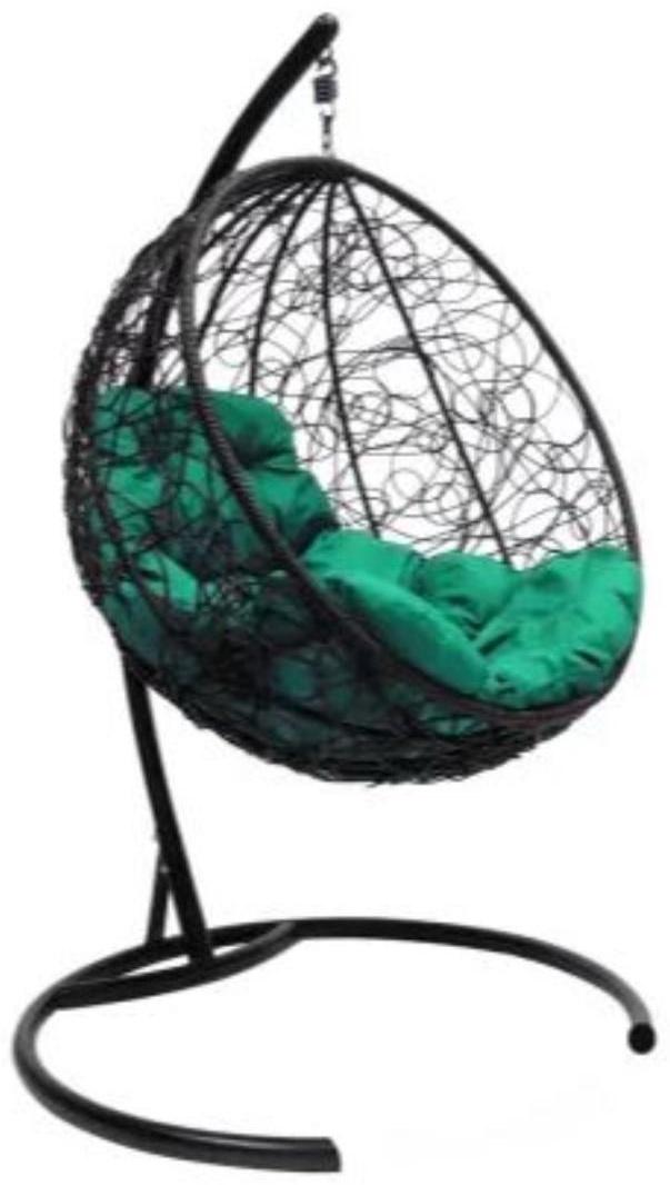 Подвесное кресло КОКОН «Круглое» зелёная подушка, стойка