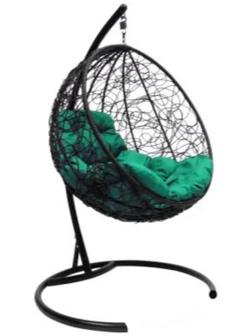 Подвесное кресло КОКОН «Круглое» зелёная подушка, стойка