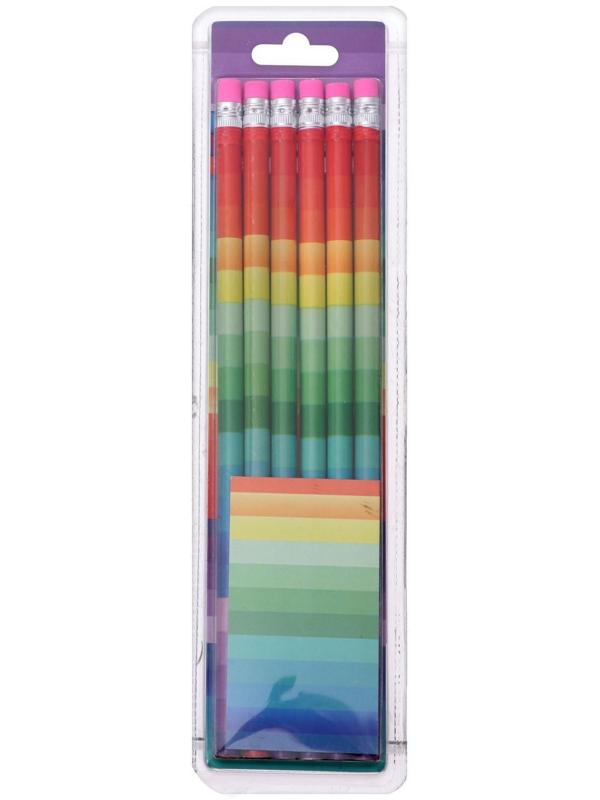 Набор карандашей 6 штук чёрнографитных с ластиком 