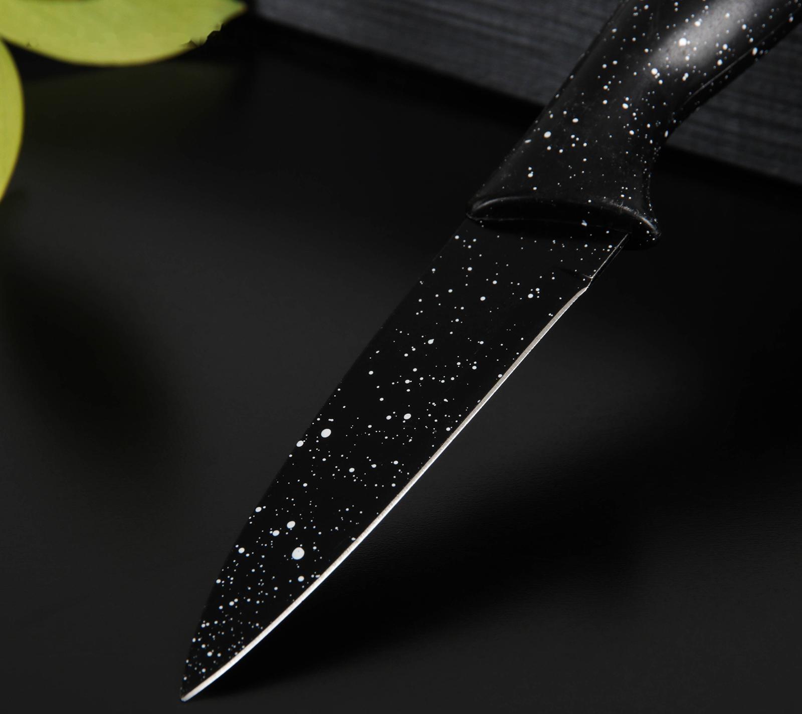 Нож с антиналипающим покрытием Доляна «Зефир», для овощей, лезвие 9 см, цвет чёрный