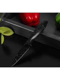 Нож с антиналипающим покрытием Доляна «Зефир», для овощей, лезвие 9 см, цвет чёрный