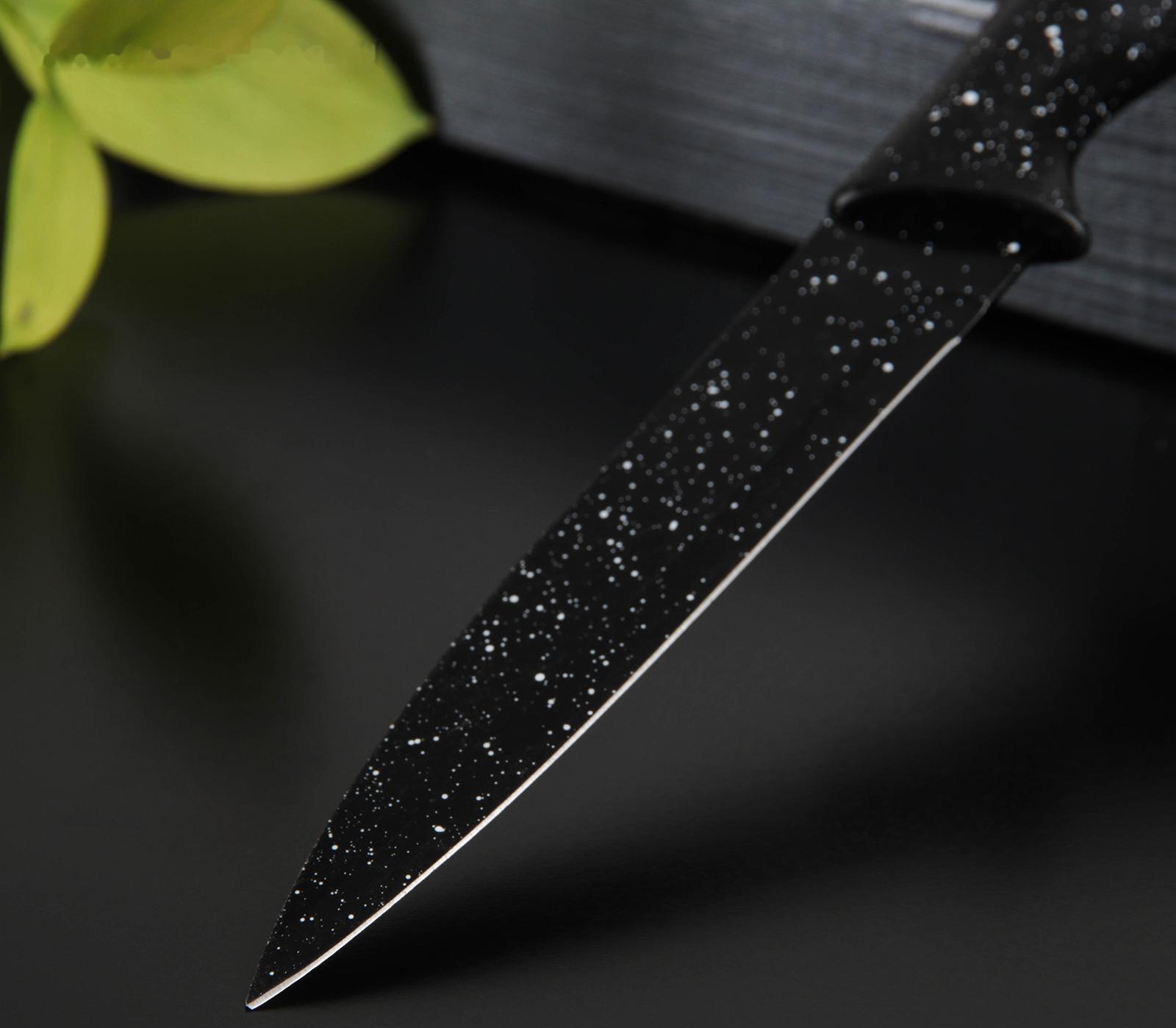 Нож с антиналипающим покрытием Доляна «Зефир», универсальный, лезвие 12,5 см, цвет чёрный