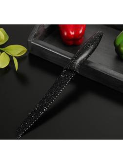 Нож с антиналипающим покрытием Доляна «Зефир», хлебный, лезвие 20 см, цвет чёрный