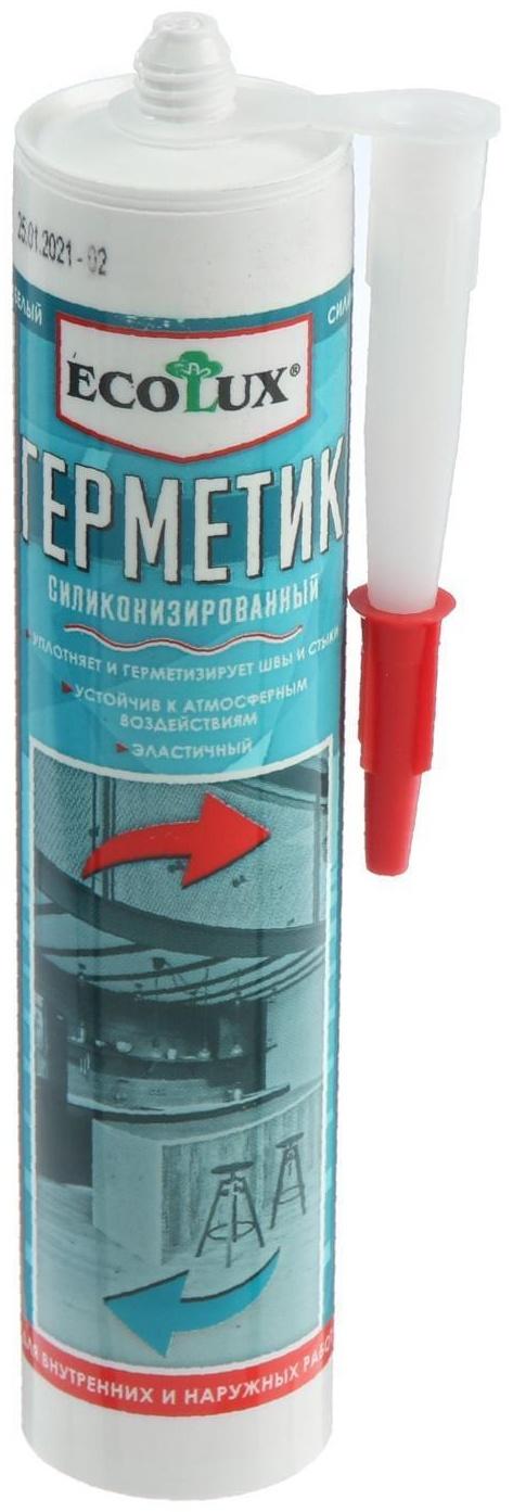 Герметик ECOLUX, силиконизированный, белый, 290 мл