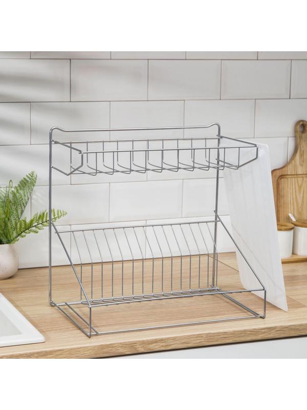 Сушилка для посуды с поддоном, 38×24×38 см, цвет хром