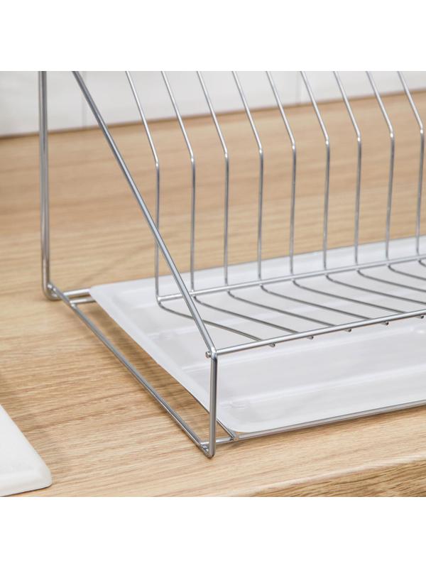 Сушилка для посуды с поддоном, 38×24×38 см, цвет хром