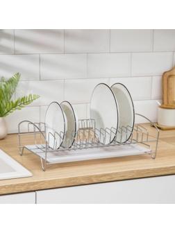 Сушилка для посуды с поддоном, 39×25×12 см, цвет хром