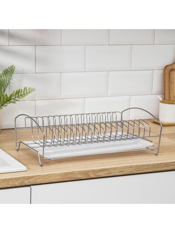 Сушилка для посуды с поддоном, 39×25×12 см, цвет хром