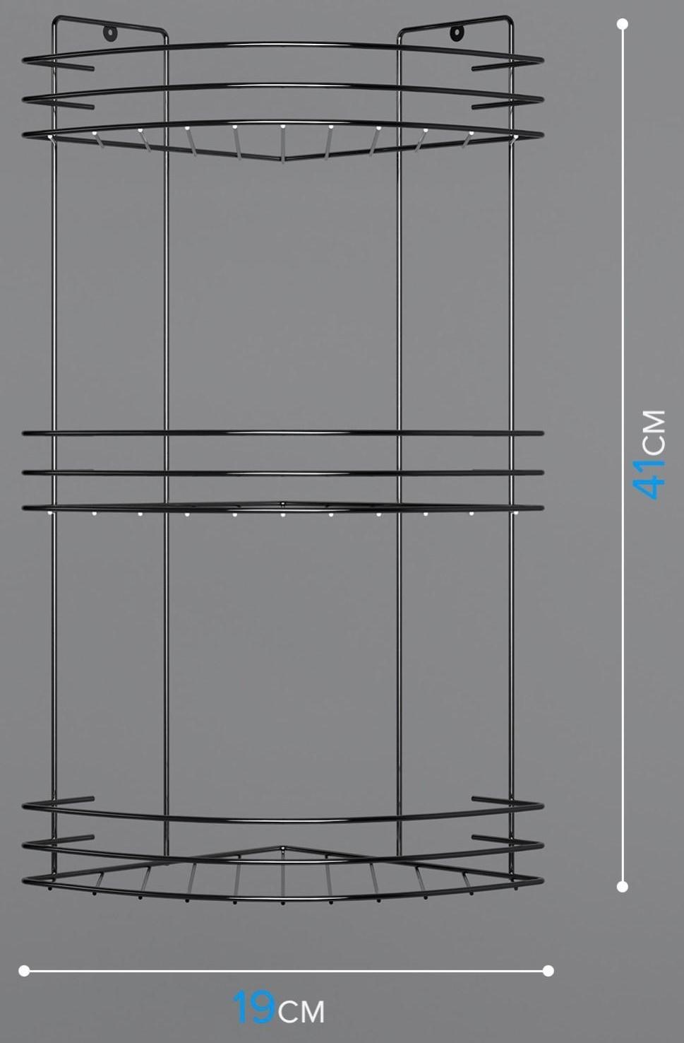 Полка для ванной угловая 3-х ярусная, 19×19×41 см, цвет хром