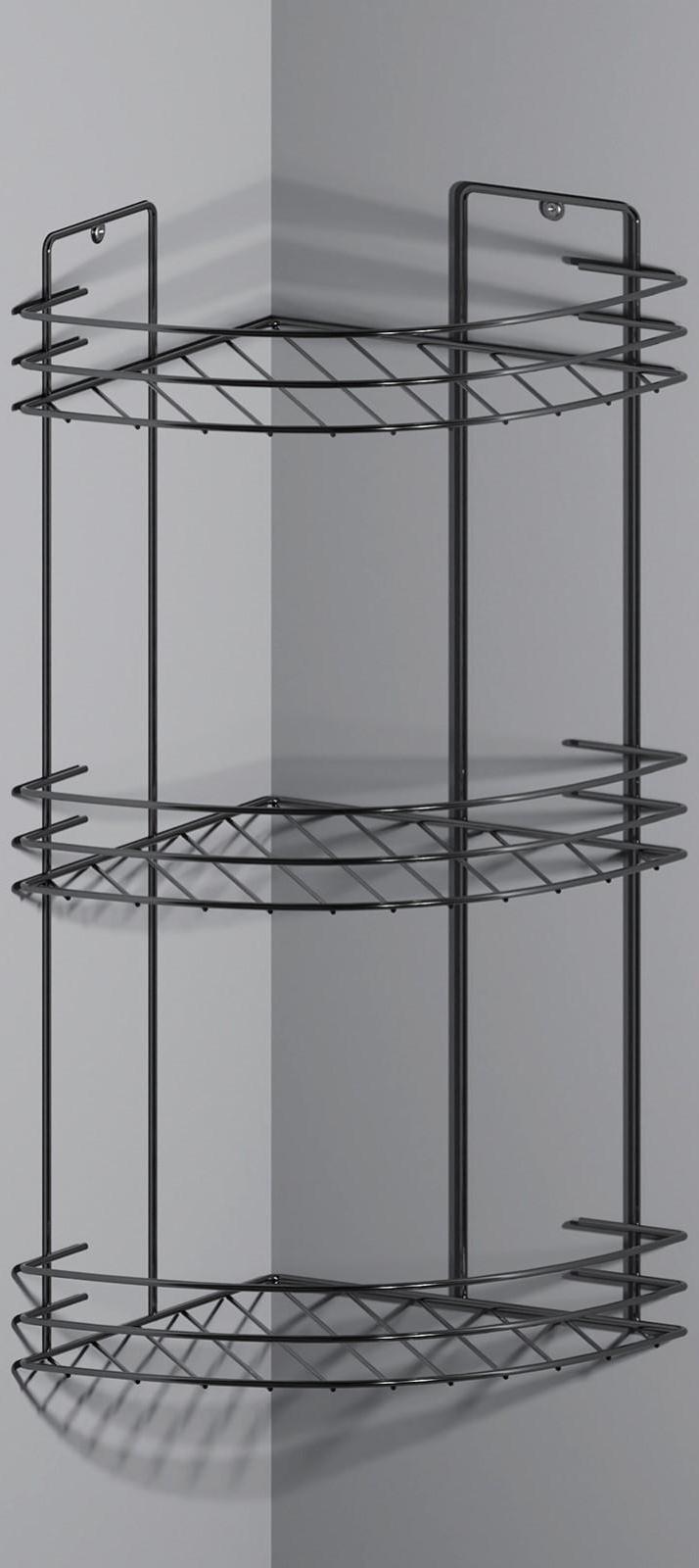Полка для ванной угловая 3-х ярусная, 19×19×41 см, цвет хром