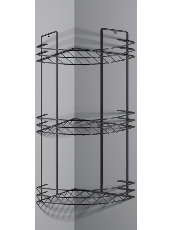 Полка для ванной угловая 3-х ярусная, 19×19×41 см, цвет хром