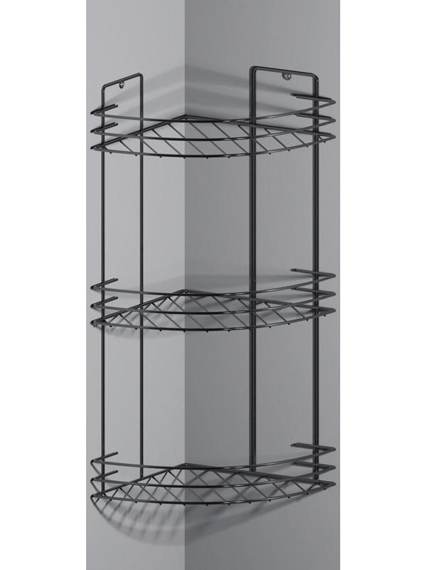 Полка для ванной угловая 3-х ярусная, 19×19×41 см, цвет хром