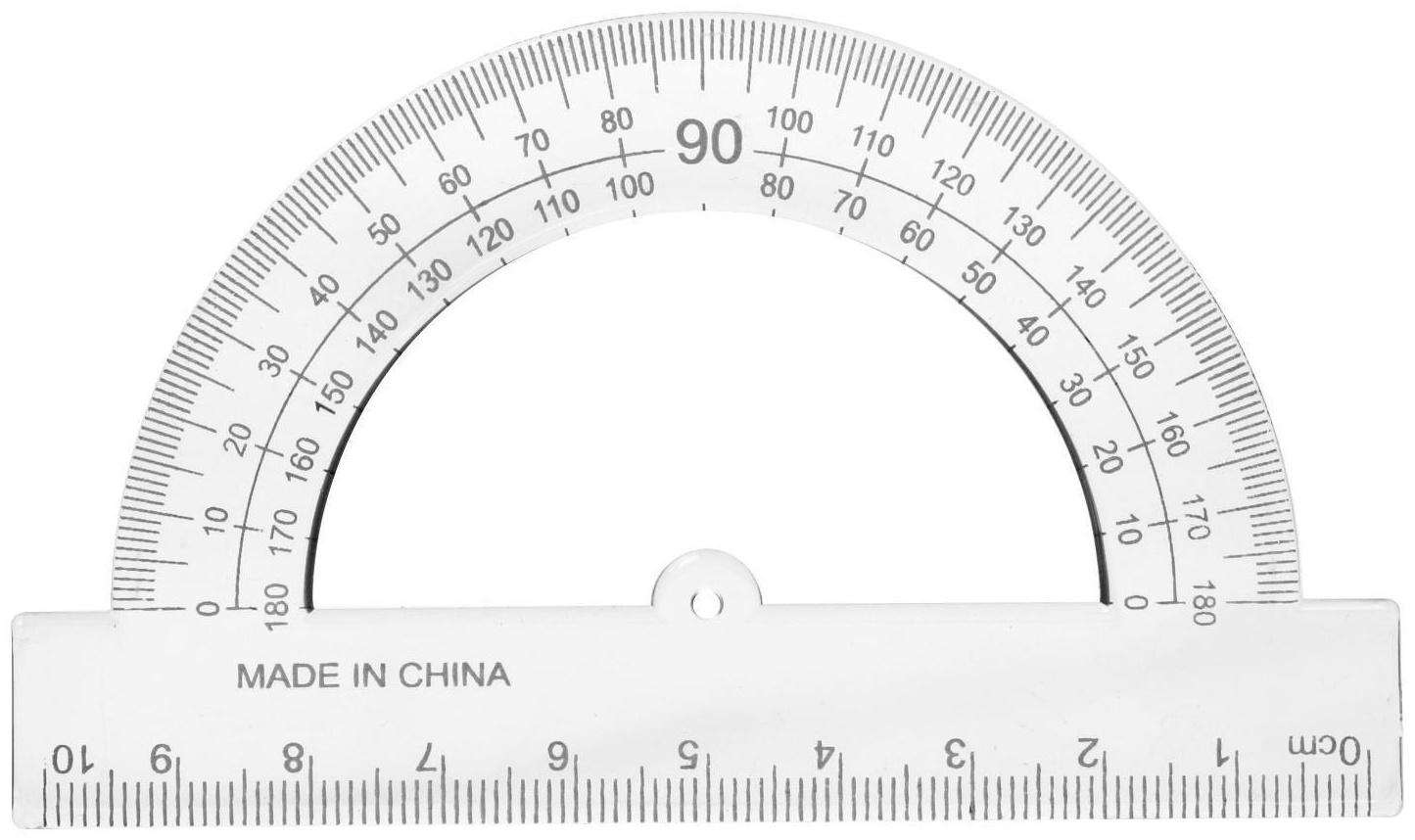 Транспортир 10 см, 180°, прозрачный