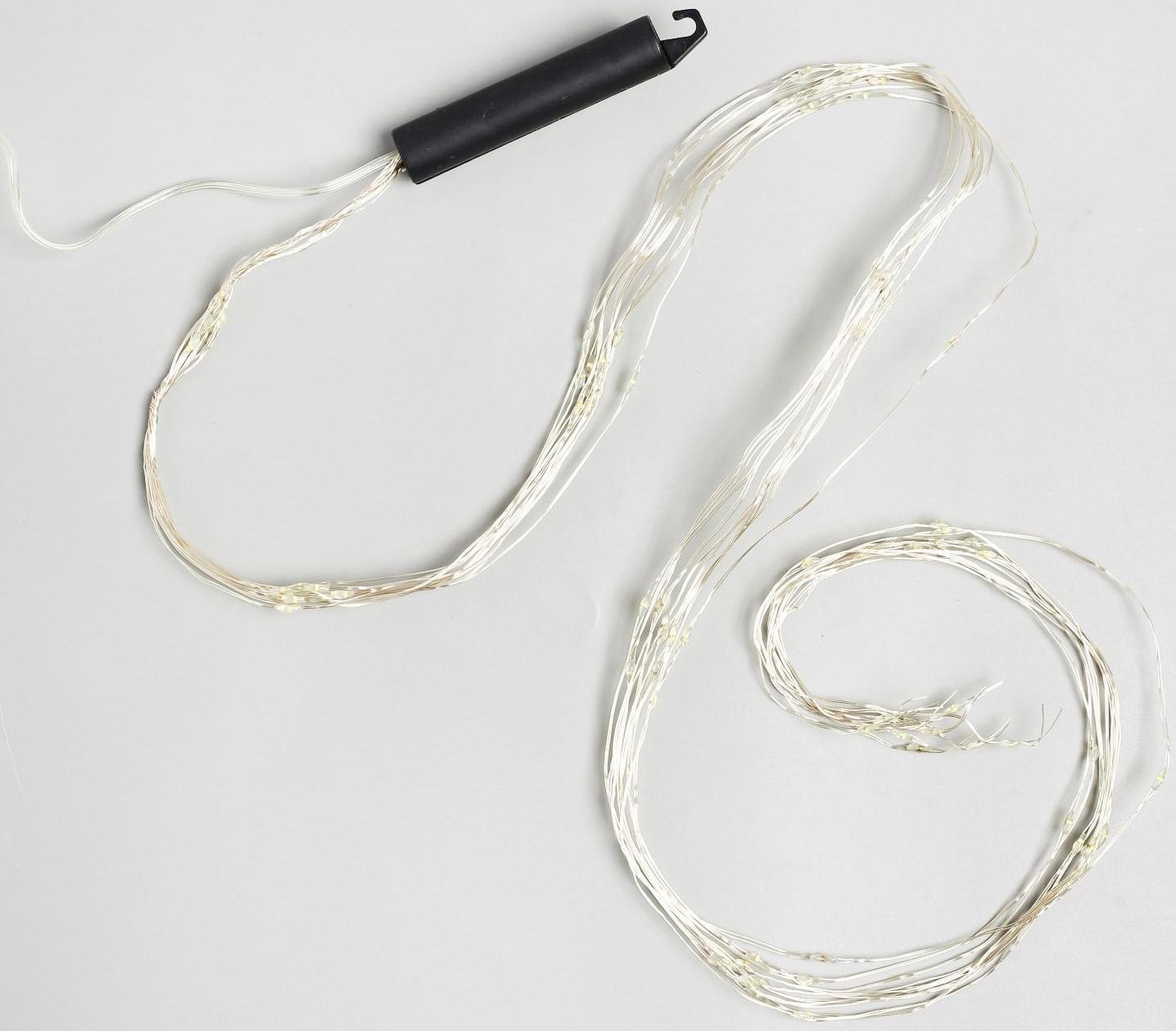 Гирлянда «Конский хвост» 10 нитей по 1 м, IP20, серебристая нить, 100 LED, свечение мульти, 2 режима, AAх3