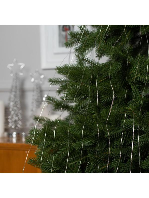 Гирлянда «Конский хвост» 10 нитей по 1 м, IP20, серебристая нить, 100 LED, свечение мульти, 2 режима, AAх3