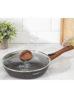 Сковорода Granit ultra, d=26 см, стеклянная крышка, съёмная ручка, антипригарное покрытие