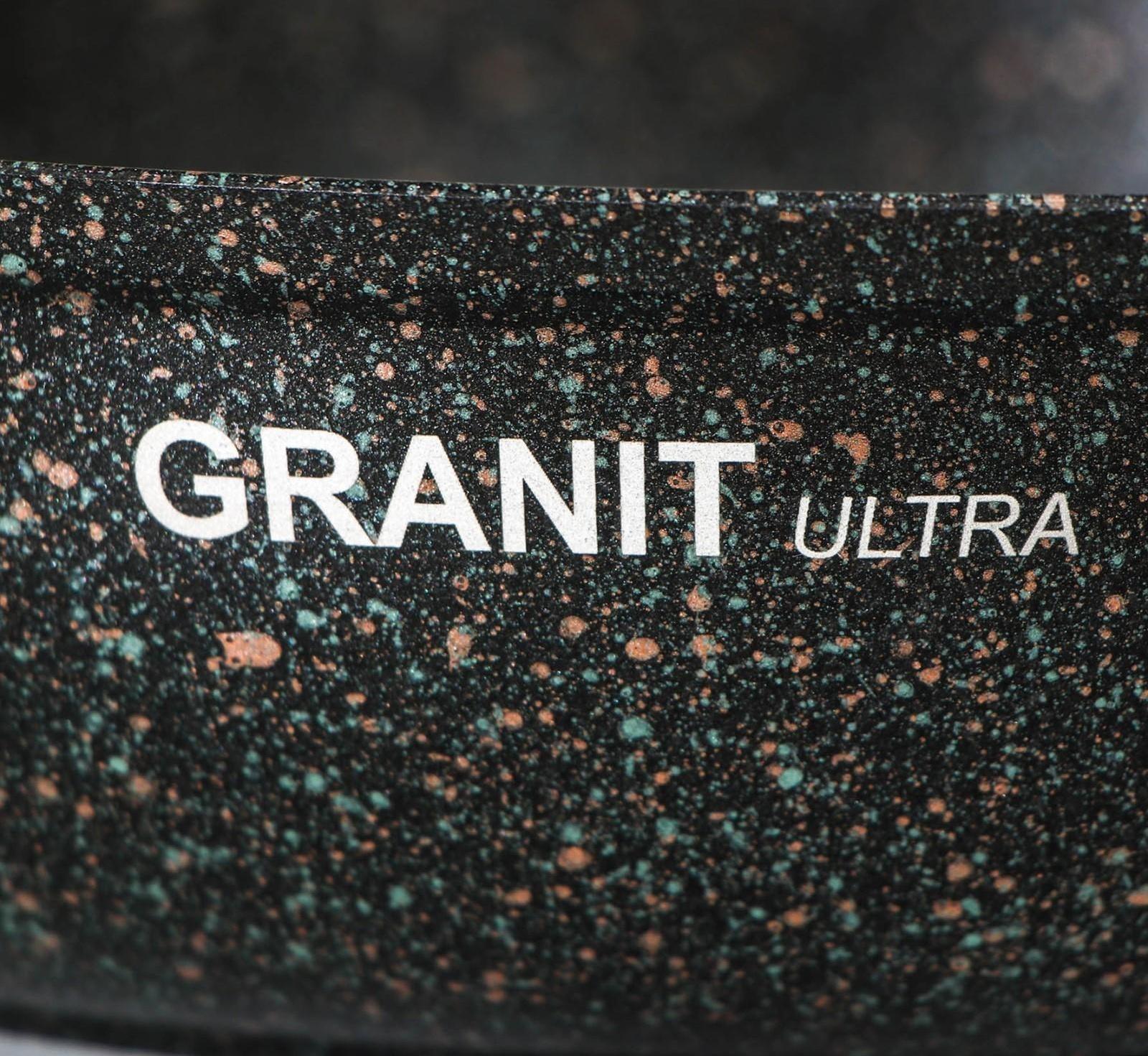 Сковорода Granit ultra, d=26 см, стеклянная крышка, съёмная ручка, антипригарное покрытие