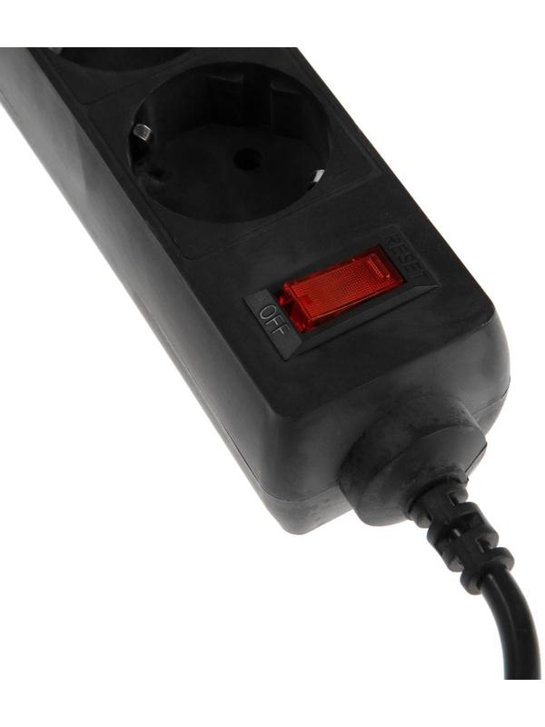 Сетевой фильтр Luazon Lighting, 4 розетки, 0.5 м, 2200 Вт, 3 х 0.75 мм2, 10 A, 220 В, черный