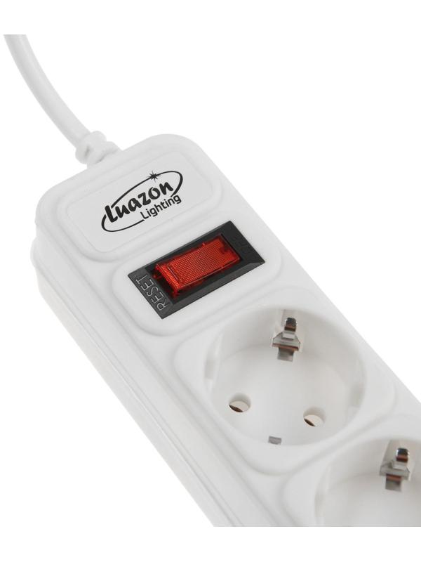 Сетевой фильтр Luazon Lighting, 5 розеток, 0.5 м, 2200 Вт, 3 х 0.75 мм2, 10 A, 220 В, белый