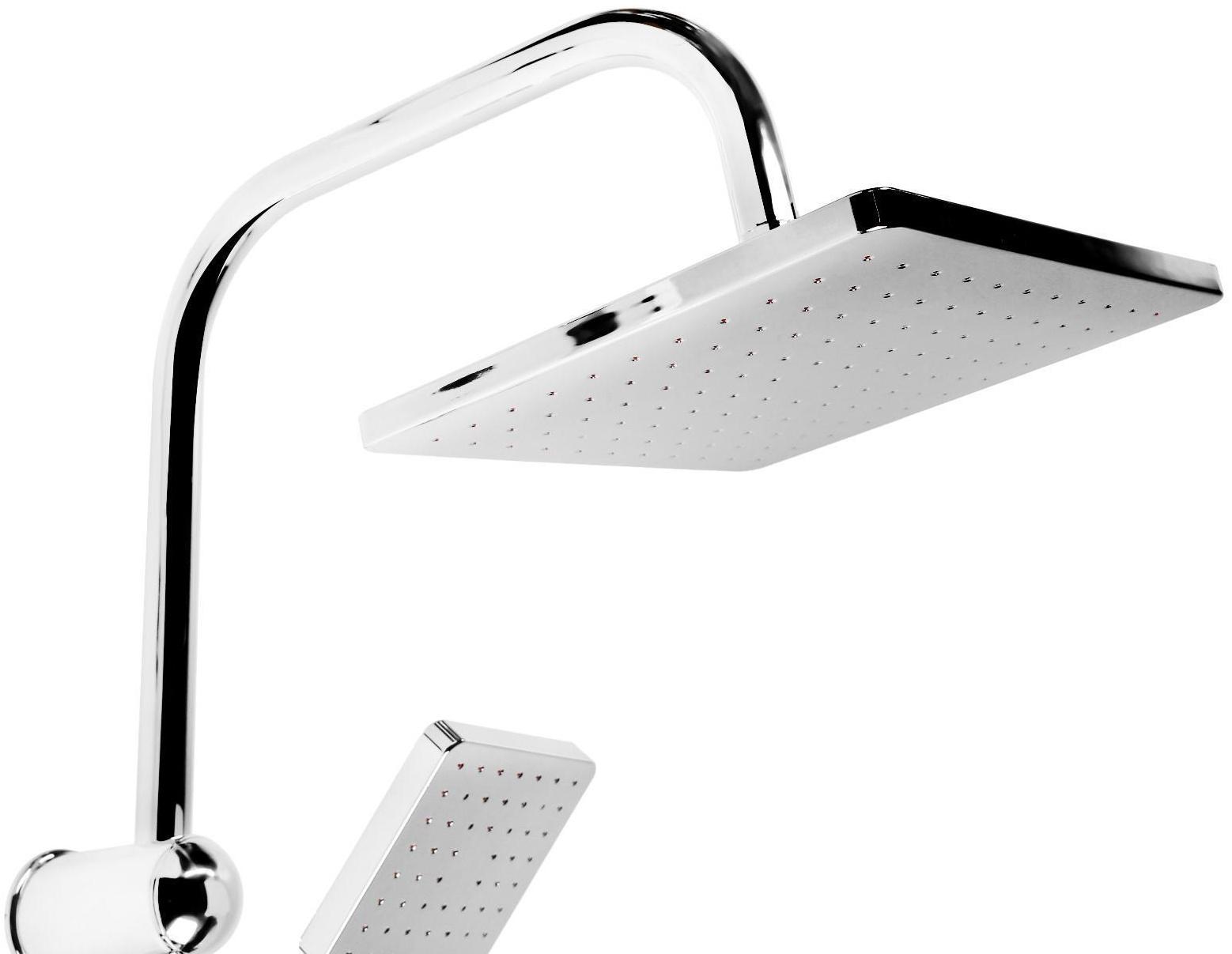 Душевая система ZEIN Z1001, тропическая и ручная лейка, шланги, стойка, мыльница, хром