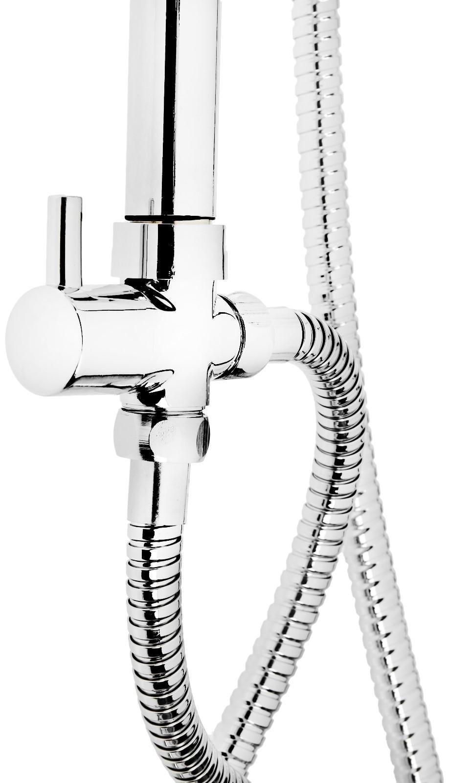 Душевая система ZEIN Z1001, тропическая и ручная лейка, шланги, стойка, мыльница, хром