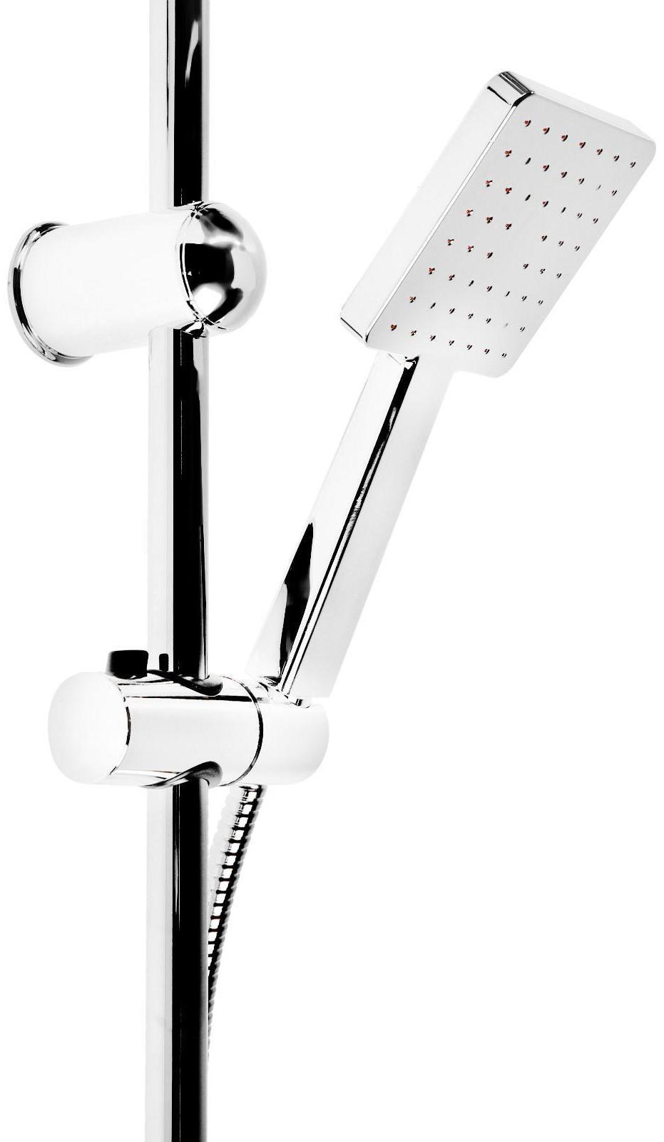 Душевая система ZEIN Z1001, тропическая и ручная лейка, шланги, стойка, мыльница, хром