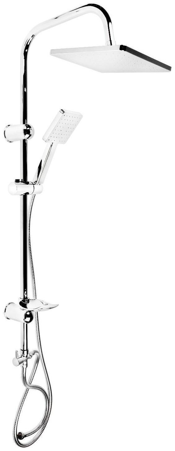 Душевая система ZEIN Z1001, тропическая и ручная лейка, шланги, стойка, мыльница, хром