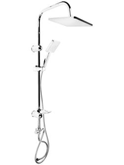 Душевая система ZEIN Z1001, тропическая и ручная лейка, шланги, стойка, мыльница, хром