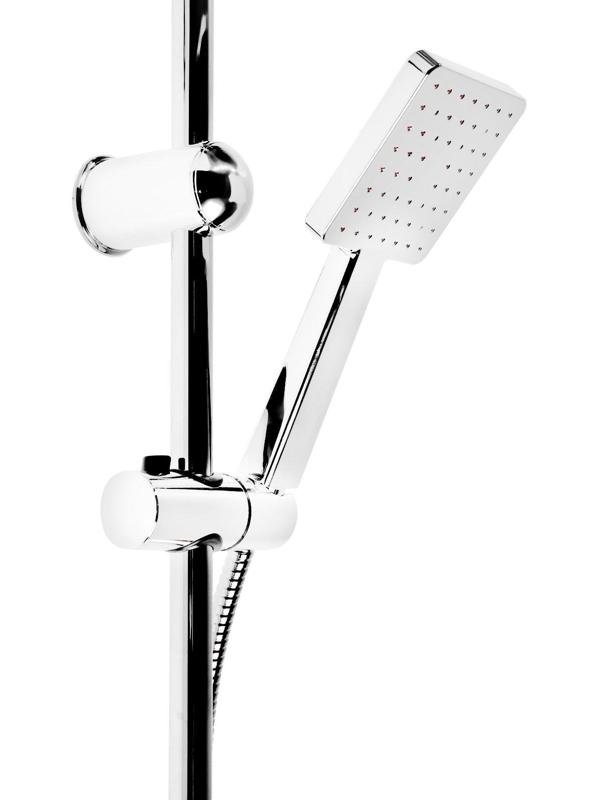 Душевая система ZEIN Z1001, тропическая и ручная лейка, шланги, стойка, мыльница, хром