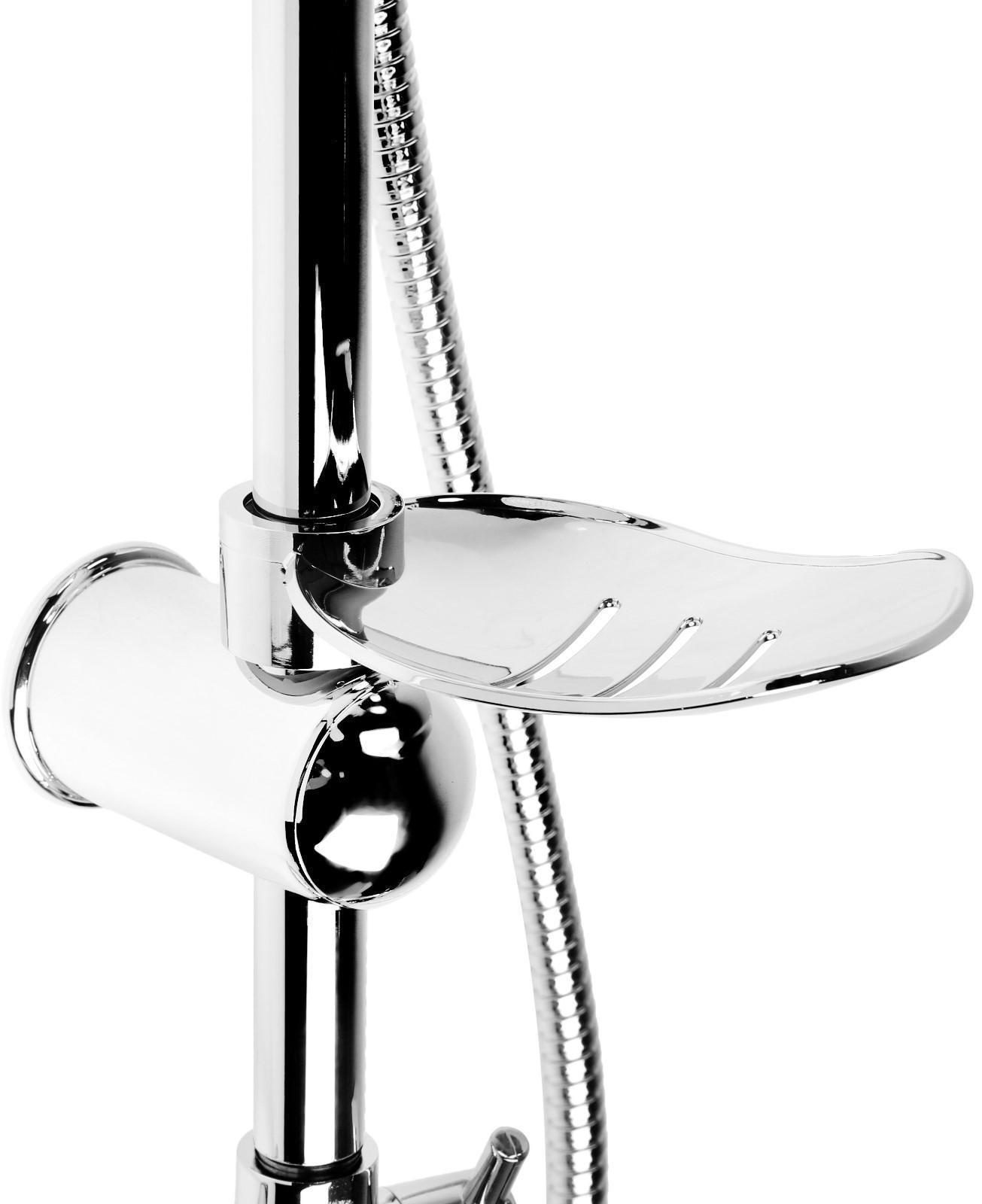 Душевая система ZEIN Z1002, тропическая и ручная лейка, шланги, стойка, мыльница, хром