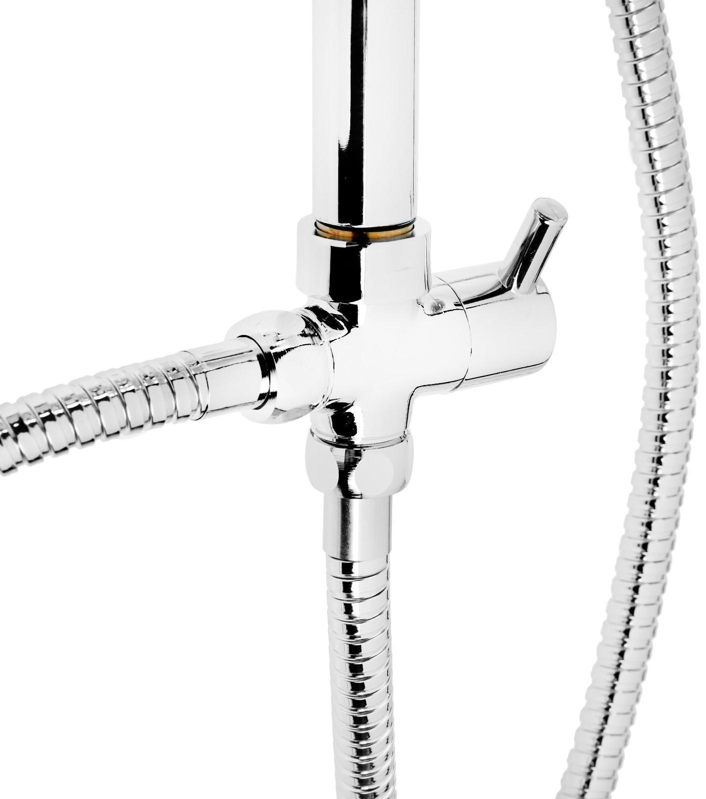 Душевая система ZEIN Z1002, тропическая и ручная лейка, шланги, стойка, мыльница, хром