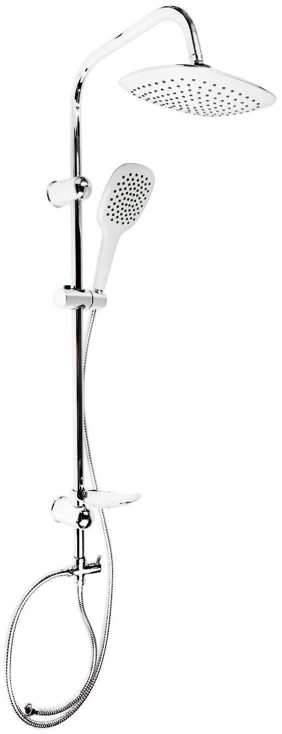 Душевая система ZEIN Z1002, тропическая и ручная лейка, шланги, стойка, мыльница, хром