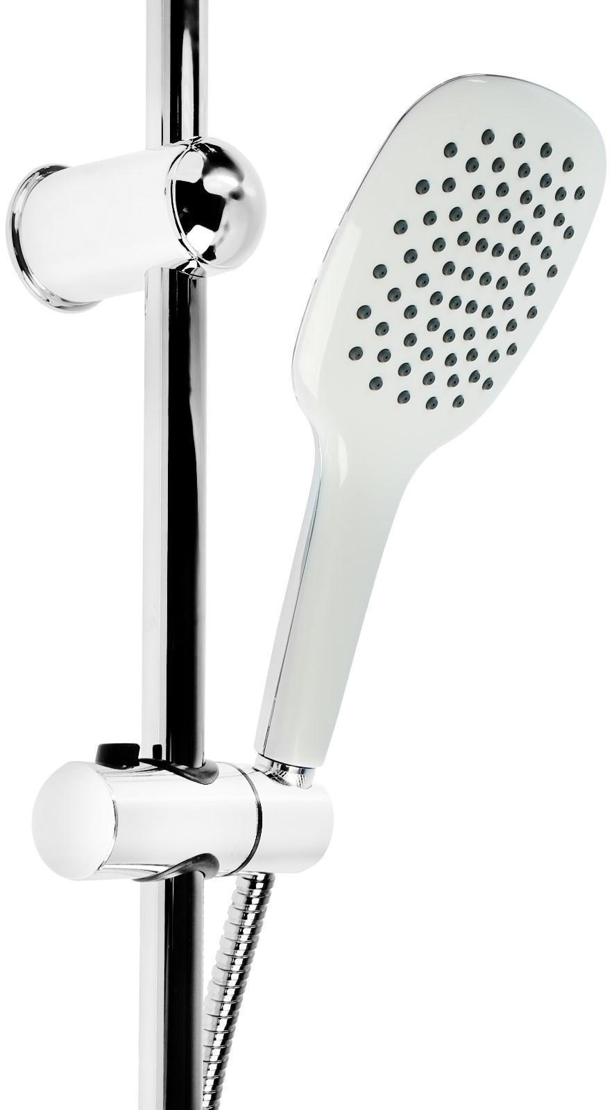 Душевая система ZEIN Z1002, тропическая и ручная лейка, шланги, стойка, мыльница, хром