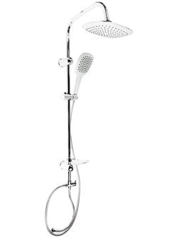 Душевая система ZEIN Z1002, тропическая и ручная лейка, шланги, стойка, мыльница, хром
