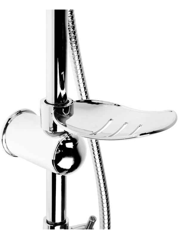 Душевая система ZEIN Z1002, тропическая и ручная лейка, шланги, стойка, мыльница, хром