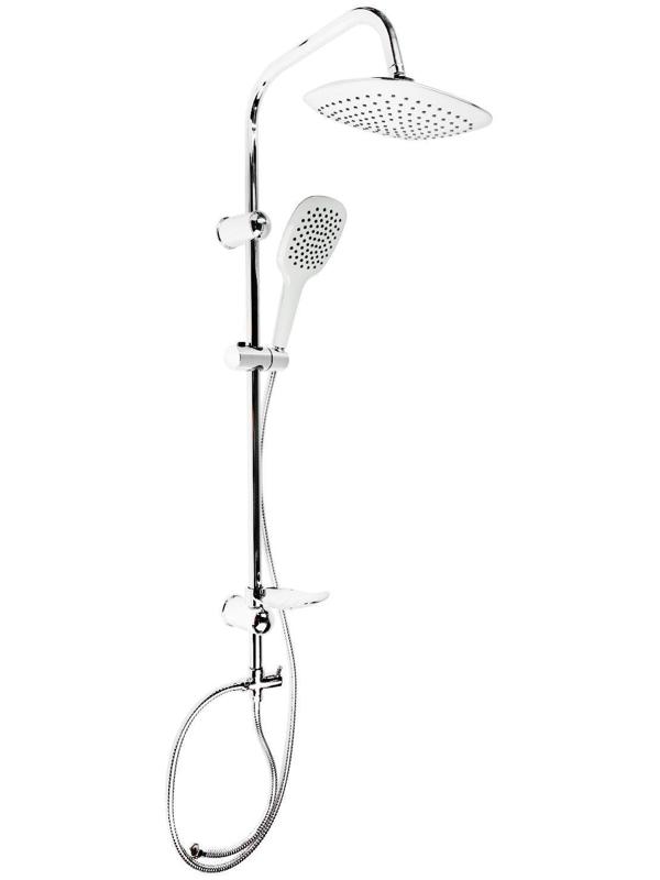 Душевая система ZEIN Z1002, тропическая и ручная лейка, шланги, стойка, мыльница, хром