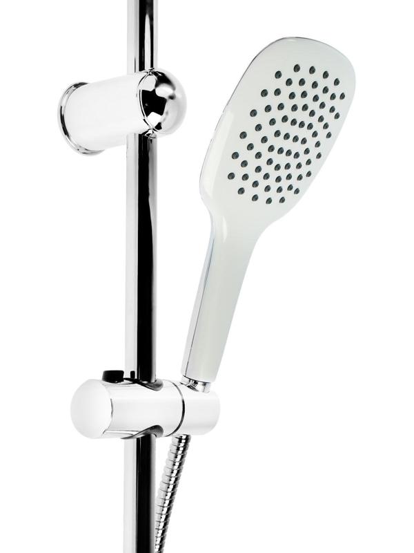 Душевая система ZEIN Z1002, тропическая и ручная лейка, шланги, стойка, мыльница, хром
