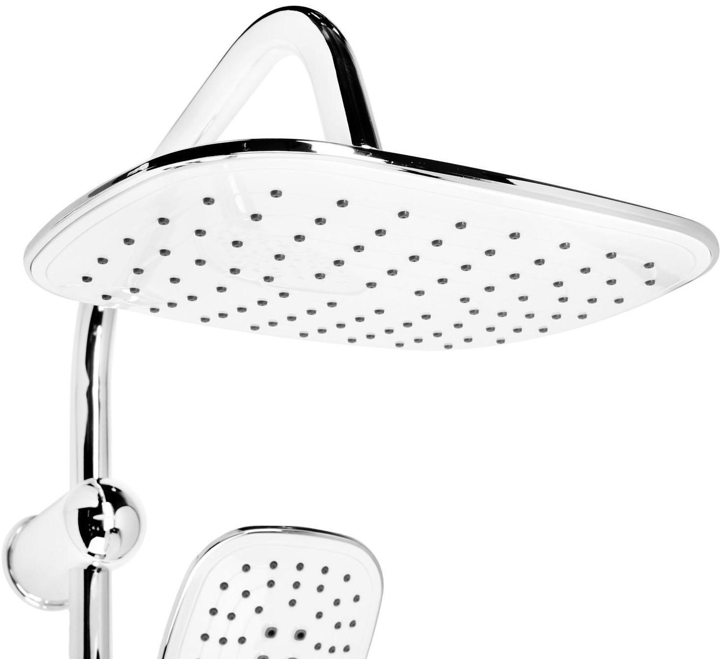 Душевая система ZEIN Z1005, тропическая и ручная лейка 3 режима,шланги,стойка,мыльница,хром