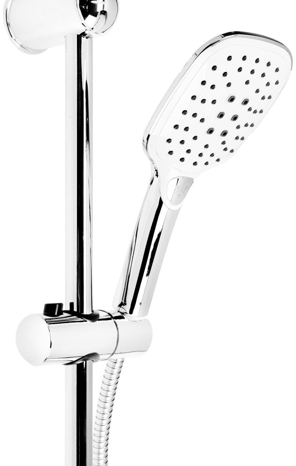 Душевая система ZEIN Z1005, тропическая и ручная лейка 3 режима,шланги,стойка,мыльница,хром