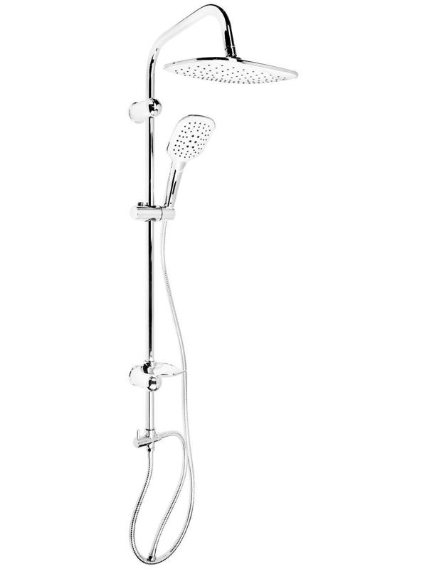 Душевая система ZEIN Z1005, тропическая и ручная лейка 3 режима,шланги,стойка,мыльница,хром