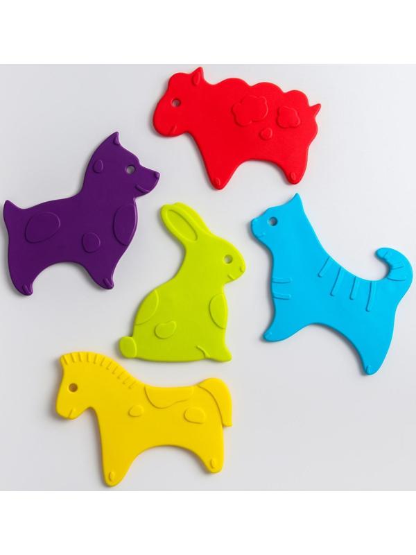 Антискользящие мини-коврики ROXY-KIDS для ванны. Серия ANIMALS. Цвета в ассортименте. 5 шт.
