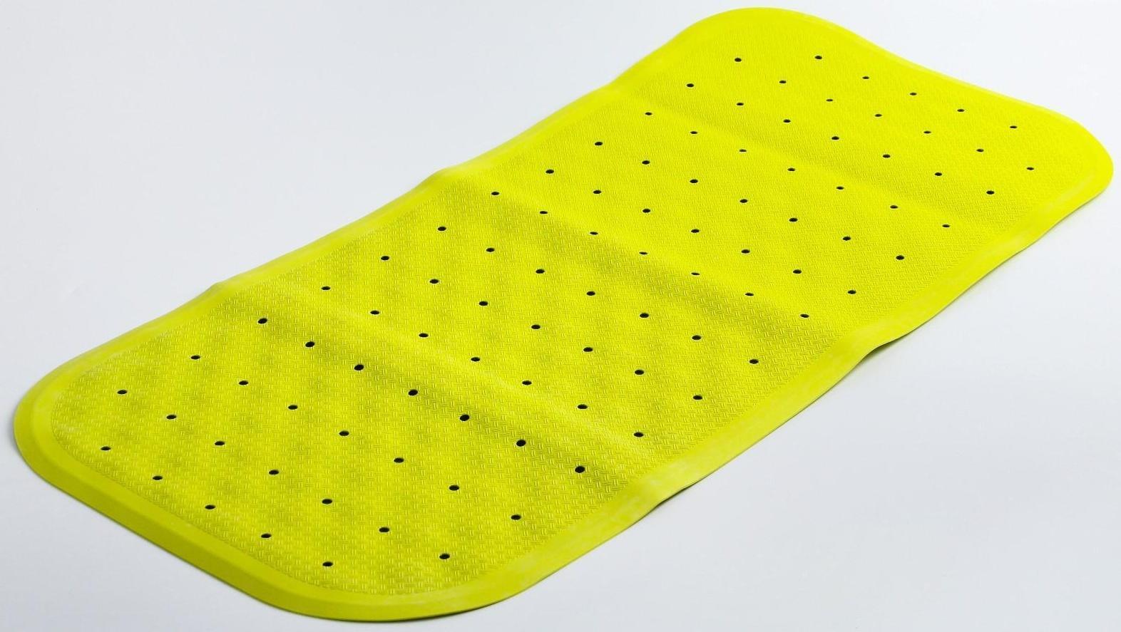 Антискользящий резиновый коврик для ванны ROXY-KIDS 34,5х76 см салатовый (с отверстиями)