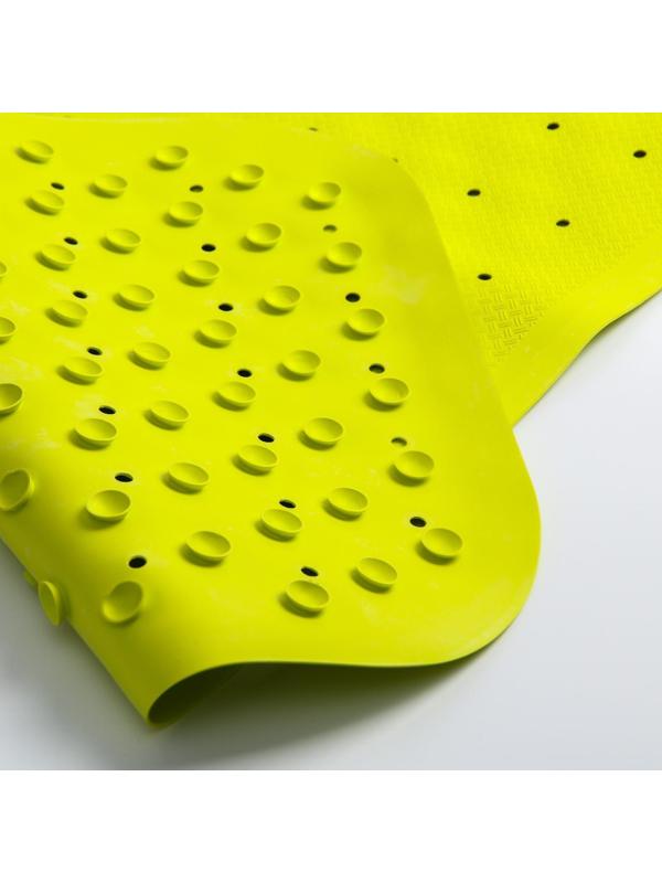 Антискользящий резиновый коврик для ванны ROXY-KIDS 34,5х76 см салатовый (с отверстиями)