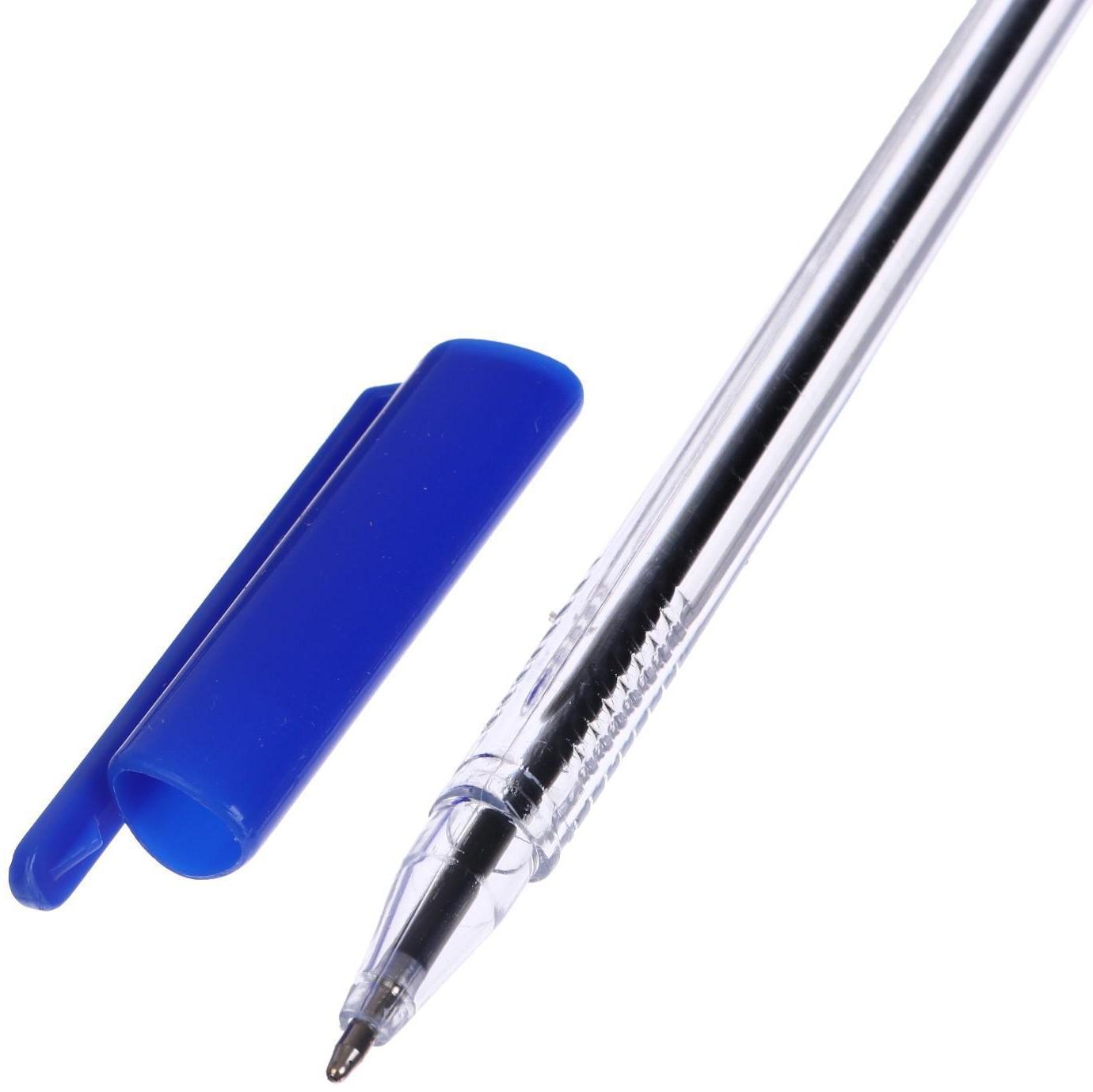 Набор ручек шариковых 8 штук, стержень 1,0 мм синий, корпус треугольный, прозрачный