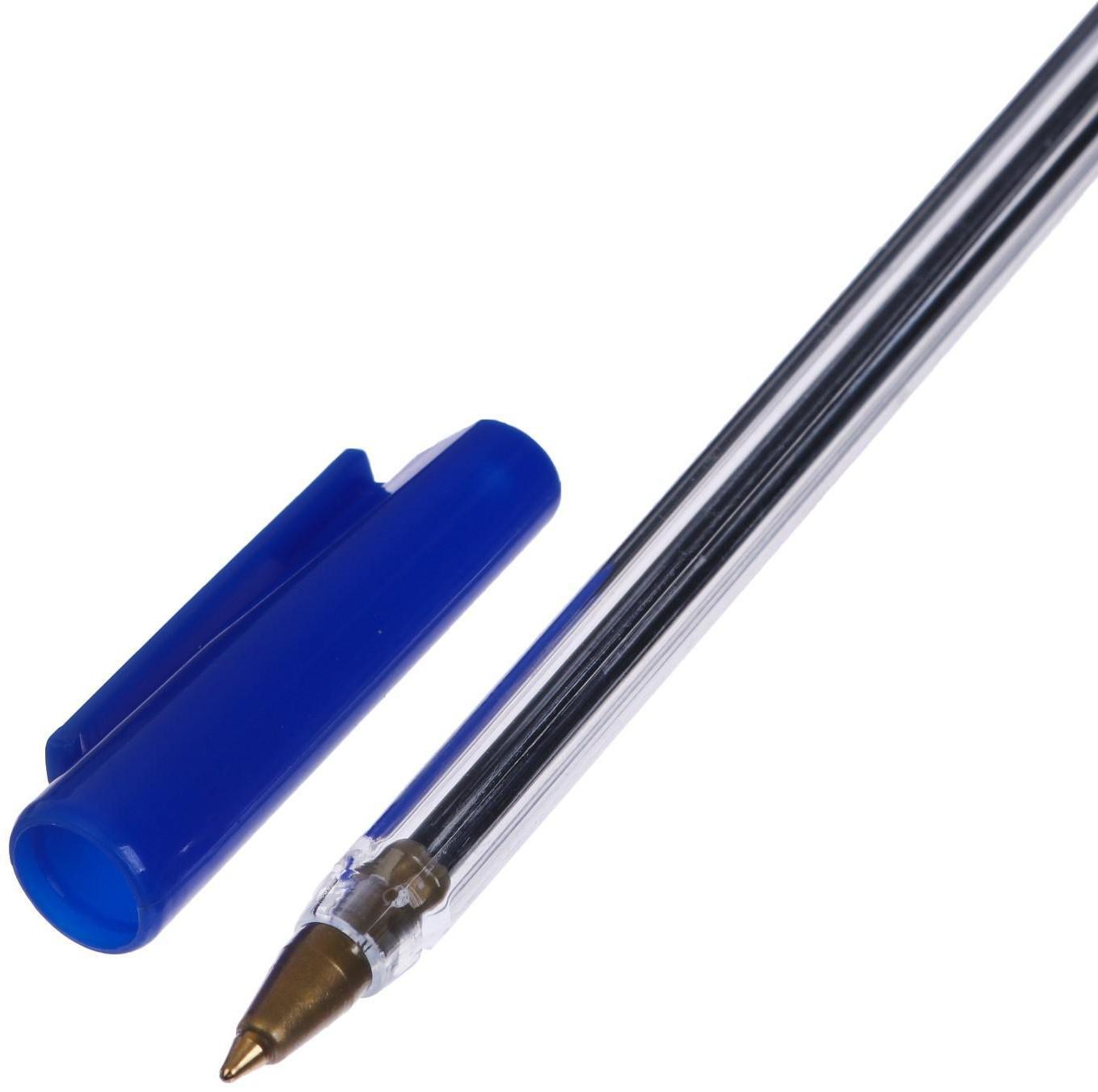 Ручка шариковая 0,7 мм, стержень синий, корпус прозрачный с синим колпачком